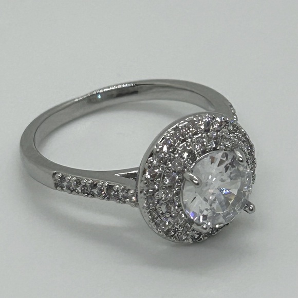Sterling Silver Diamond Cubic Zirconia Round Ring - Picture 8 of 8